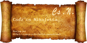 Csécs Nikoletta névjegykártya