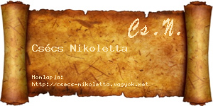 Csécs Nikoletta névjegykártya